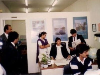 Imran Khan (Prime Minister of Pakistan) visiting Abid Butt's office in Los Angeles with his team in early 1990.